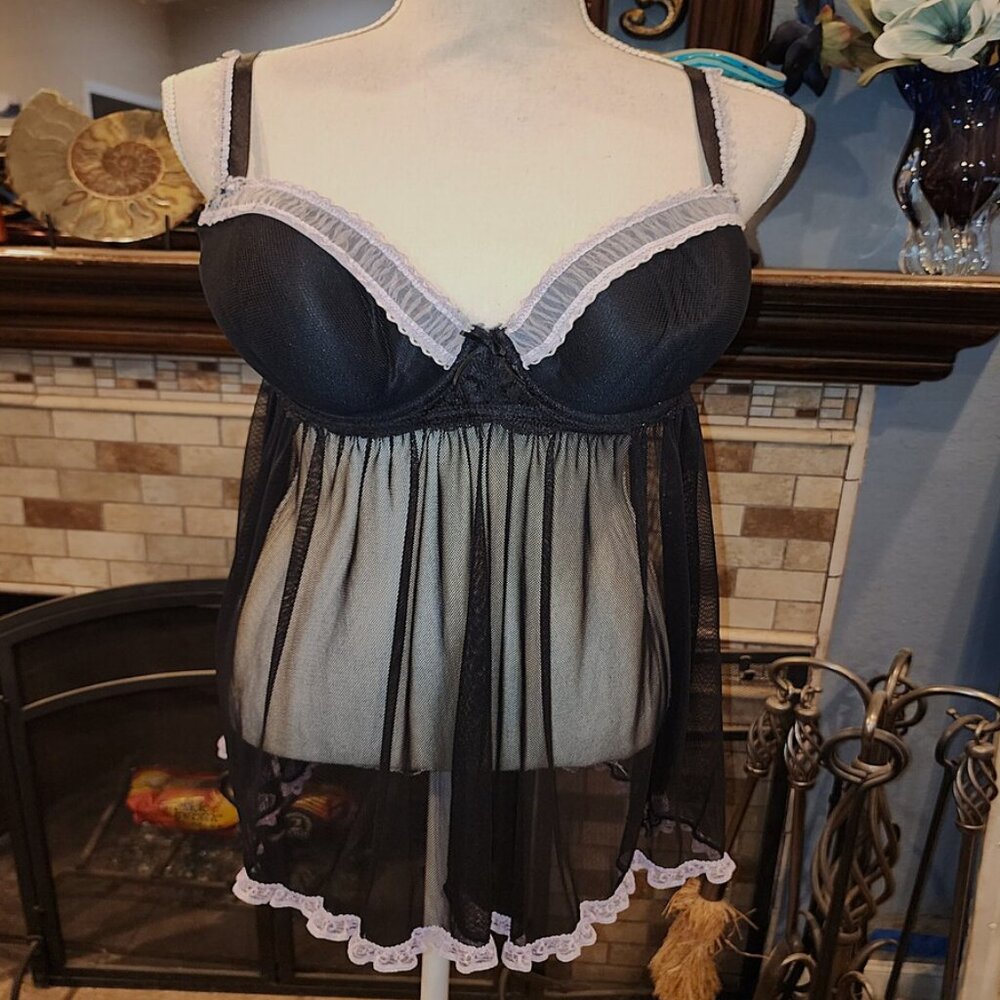 GENTLY WORN, BLACK WITH PINK TRIM BABYDOLL BY TORRID. SIZE 1